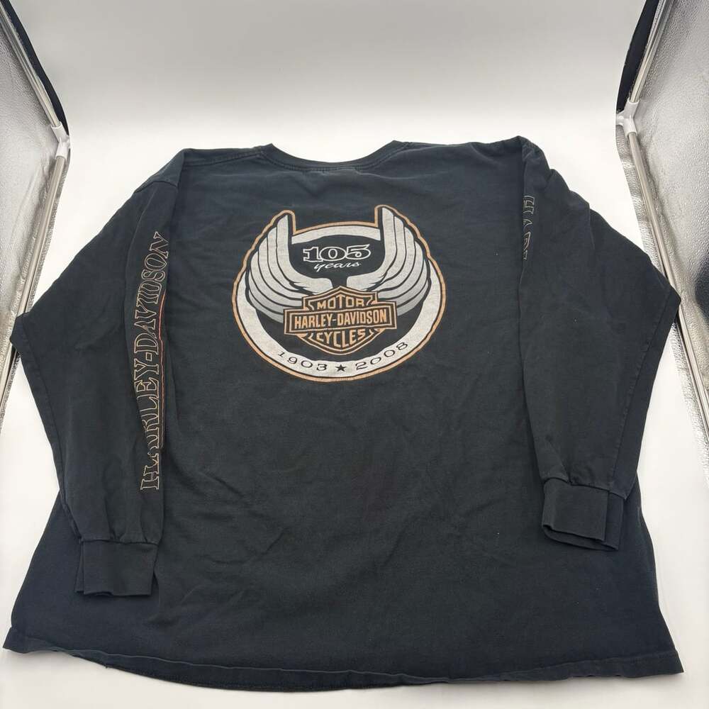 Harley-Davidson 105 Years Long Sleeve Shirt Size 2XL Black 2008